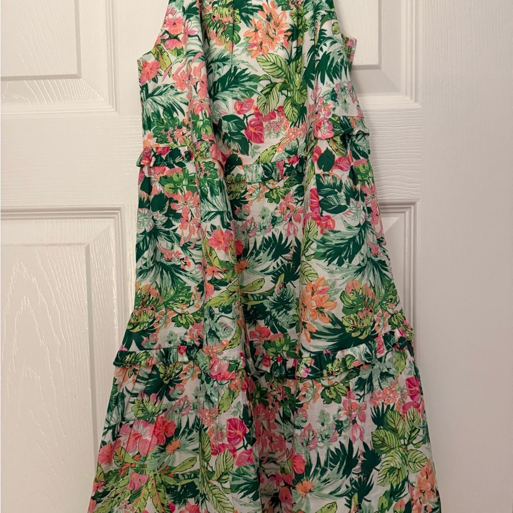 Janie and Jack Floral Kids Dress - Green and Pink